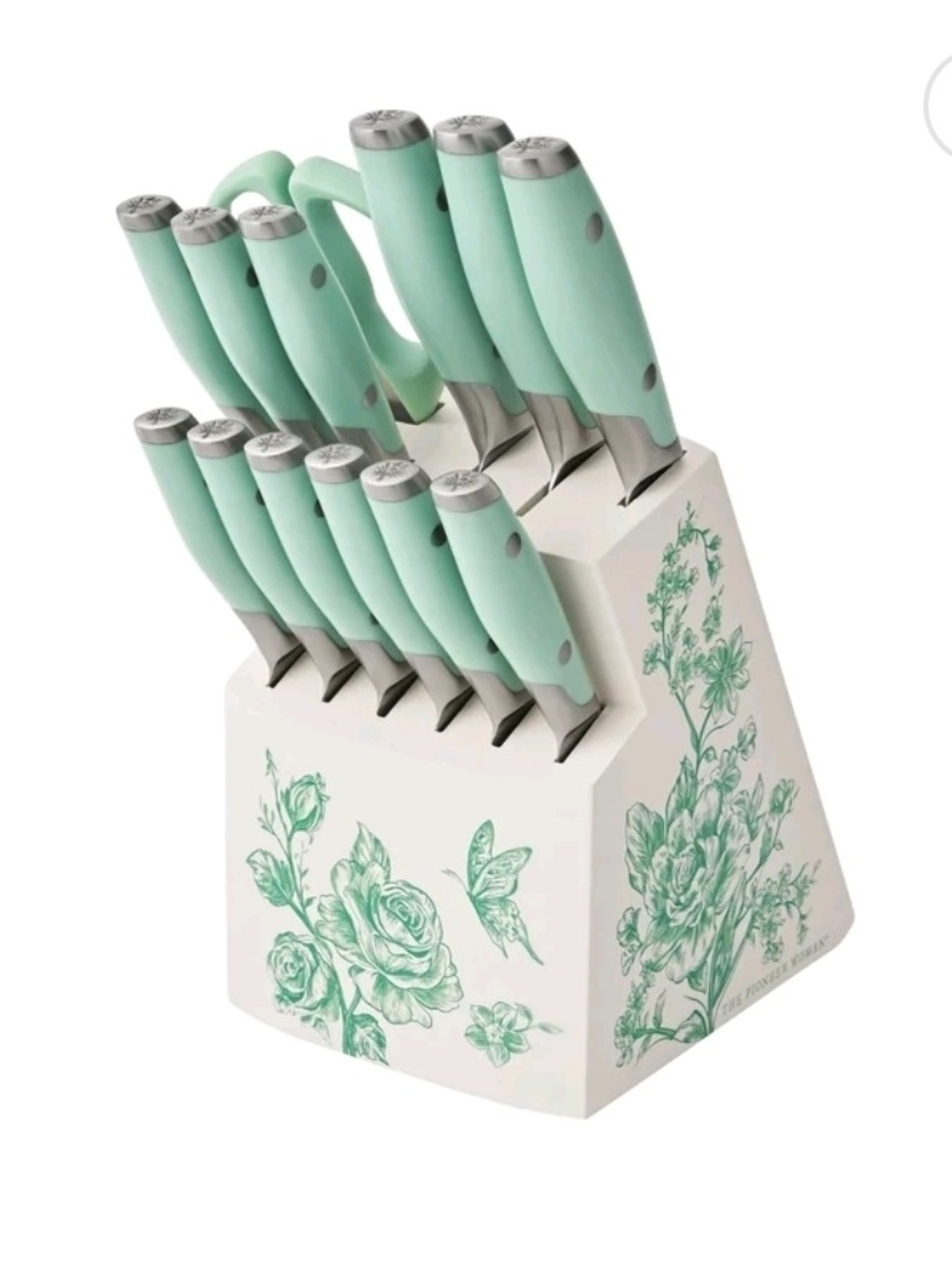 The Pioneer Woman 14-piece Knive Set with Decal Block, Stainless Steel Knives, F